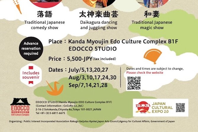 Traditional Rakugo, Juggling and Magic Show "Myojin Show Rakuza" - Experience Details